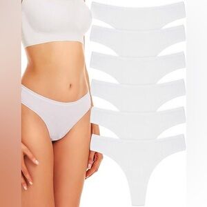 ANZERMIX Women's Seamless Cotton Thongs Underwear, Extra Large, White, Pack of 6